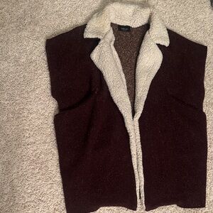 Zara Cream and Brown Knit Vest